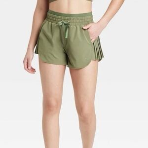 Women's JoyLab Khaki High-Rise Pleated Side Athletic Shorts